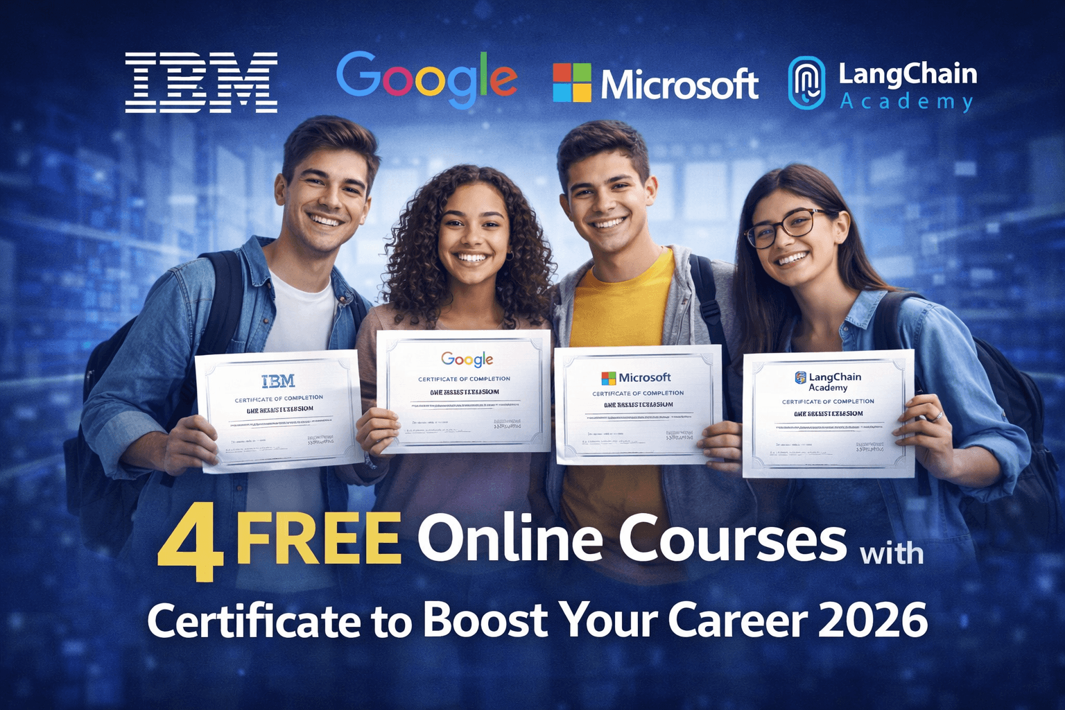 4 FREE Online Courses with Certificate to Boost Your Career 2026